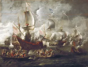 Pegli: WEEL, Cornelis de (17th c.). Naval battle. 17th