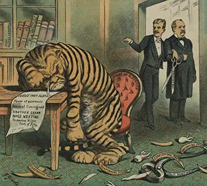 2 People: Weeping Tammany Tiger with the face of NYC Democratic