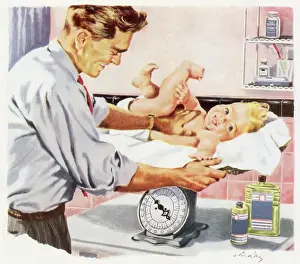 Grins: Weighing Squirmy Baby