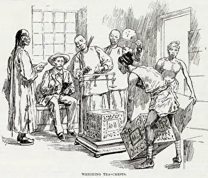 Chests: Weighing tea chests, China