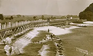 Teddington: The Weir on the River Thames, Teddington, Middlesex