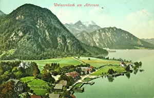 Attersee: Weissenbach at Lake Attersee. View from the top to the