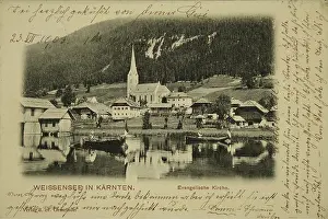 Weissensee: Weissensee in Carinthia. Protestant church
