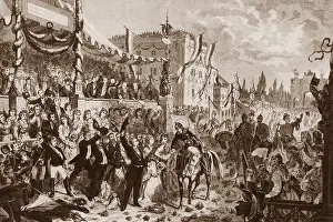Ludwigstrasse: Welcoming the troops returning home to Munich, 16.07.187