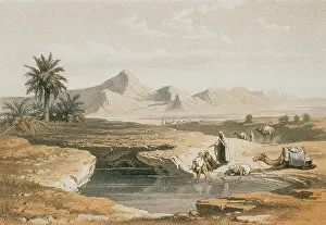 Bernatz: The wells of Moses. Etching