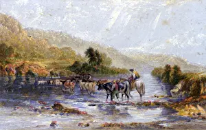 Driven: Welsh Drovers. Oleograph by George Baxter (1804-1858)