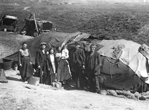 Serves: Welsh miners in front of their accommodation, 1927