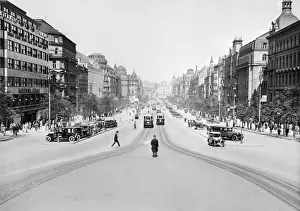 Namesti: Wenceslas Square in Prague, Czechoslovakia pictured