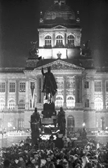 Toppled: Wenceslas Square - statue - monument - demonstration