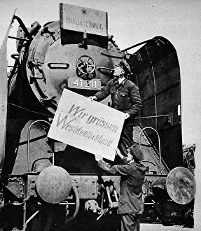 Conceded: West Berlin Train Crew Prepare to Travel, Berlin, 1949