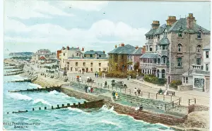Reproduced: West Parade, Bognor, rough sea, motor car, pedestrians