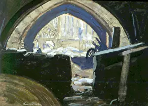 Neac: West Front of Ypres Cathedral from Cloth Hall, WW1