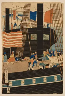 Bustle: Western traders loading cargo in Yokohama