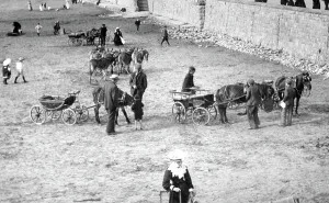 Seawall: Weston-super-Mare, Pony Carts on the Sands 1904