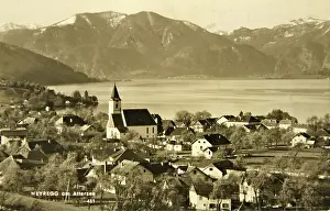 Attersee: Weyregg at the Attersee. View from top on the village