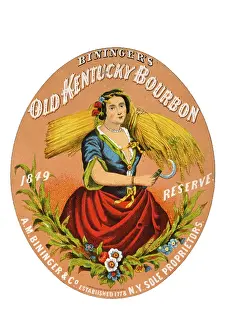 Sheaf: Whiskey label - woman carrying bundle of grain