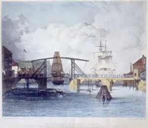 Drawbridge: Whitby harbour, Yorkshire, at the mouth of the