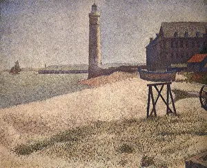 Seurat: White Beach, Lighthouse, by Seurat