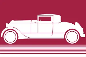 Maroon: White Car on Maroon Background