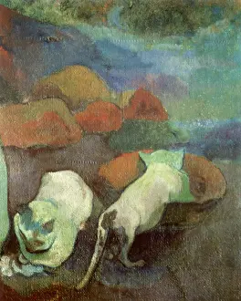 Felines: Two White Cats, by Gauguin