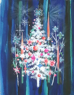 Gundreda: White Christmas tree with pink balls