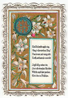 Hark: White flowers on a Christmas card
