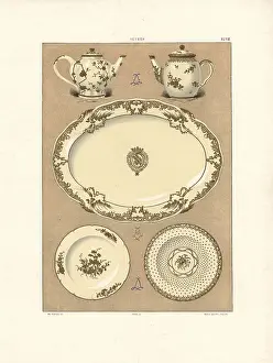 Gillot: White and gold porcelain service
