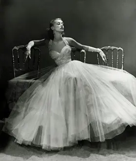 Miura: White Net Evening dress by Elizabeth Henry