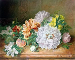 Azaleas: White and Pink Paeonies with Yellow Azaleas