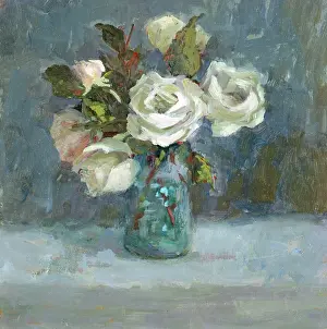 Sinclair: White and Pink Roses in a glass jar
