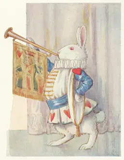 Blasts: The White Rabbit blowing a trumpet