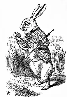 Shall: The White Rabbit looking at his watch and exclaiming