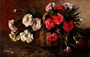 Varying: White and Red Carnations in a Basket