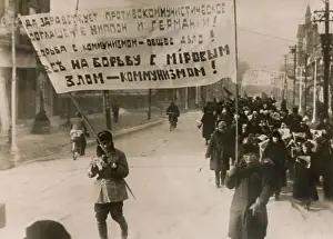Manchukuo: White Russians demonstrate in support of the German-Japanese