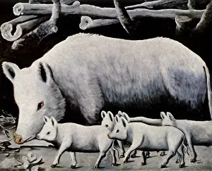 Piglets: White Sow with Piglets