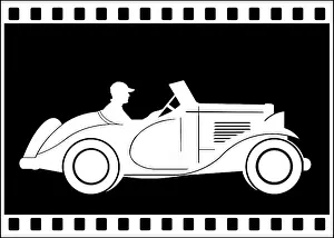 Sportscar: White Sportscar on Black Background