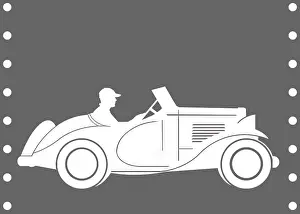 Dots: White Sportscar on Grey Background