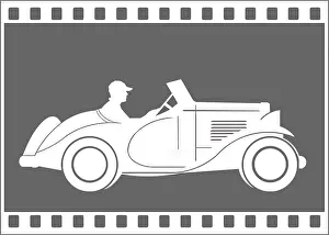 Sportscar: White Sportscar on Grey Background