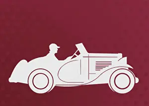 Maroon: White Sportscar on Maroon Background