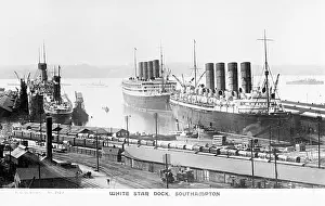 Aquitania: White Star dock with three liners, Southampton