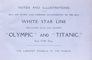 Shipwrecks: White Star Line 1st and 2nd Class booklet