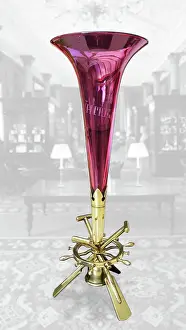 Boardroom: White Star Line, brass and cranberry epergne, flared bowl