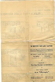 45000: White Star Line, Olympic and Titanic, plan of accommodation