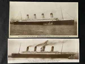 Bookpost: White Star Line, Olympic and Titanic - two postcards