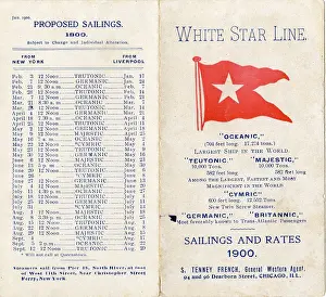 Foldout: White Star Line, Proposed Sailings, foldout brochure