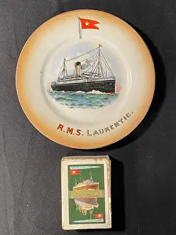 Laurentic: White Star Line - RMS Laurentic plate, pack of playing cards
