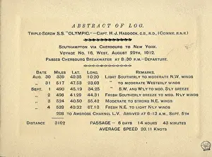 Haddock: White Star Line, RMS Olympic - abstract of log