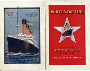 Unfolded: White Star Line, RMS Olympic, foldout brochure