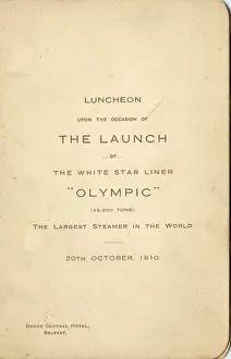 Foie: White Star Line - RMS Olympic launch menu