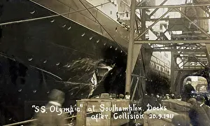 White Star Line, RMS Olympic at Southampton after collision